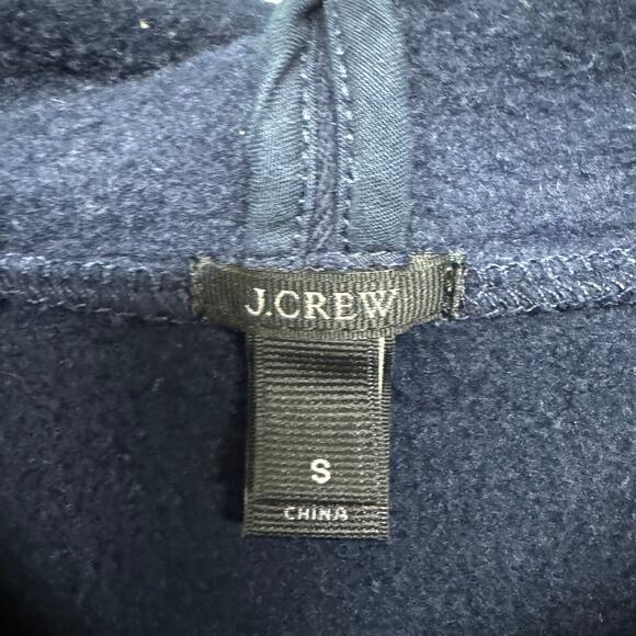 J.Crew Women Navy Blue Striped Sweatshirt Hoodie Pockets Size Small Cotton Blend - Picture 6 of 9